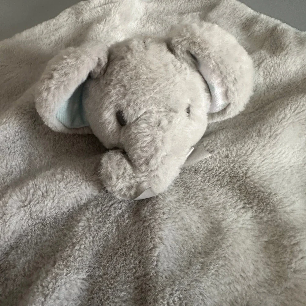 Kellytoy Grey Elephant Security Blanket Plush Satin Taggy Lovey Baby Toy